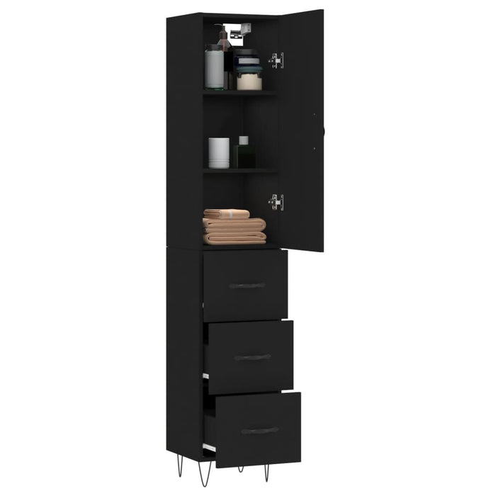 Dulap înalt, negru, 34,5x34x180 cm, lemn prelucrat WALTI