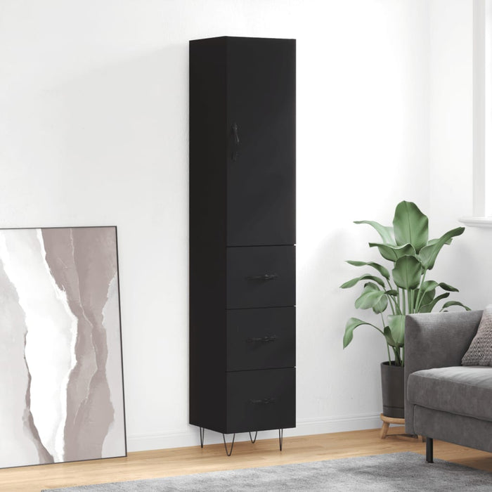 Dulap înalt, negru, 34,5x34x180 cm, lemn prelucrat WALTI