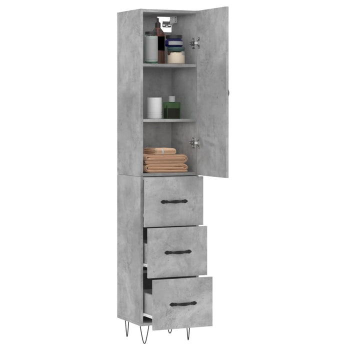 Dulap înalt, gri beton, 34,5x34x180 cm, lemn prelucrat - WALTI WALTI