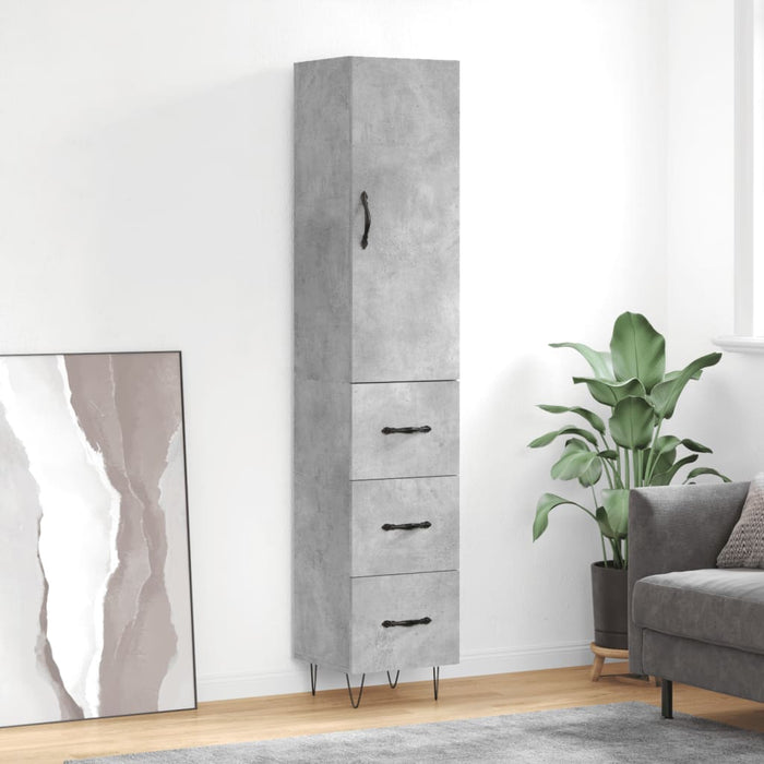 Dulap înalt, gri beton, 34,5x34x180 cm, lemn prelucrat - WALTI WALTI