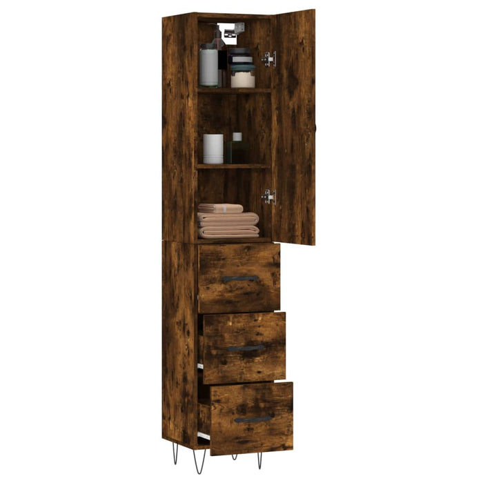 Dulap înalt, stejar fumuriu, 34,5x34x180 cm, lemn prelucrat WALTI
