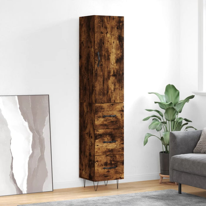 Dulap înalt, stejar fumuriu, 34,5x34x180 cm, lemn prelucrat WALTI