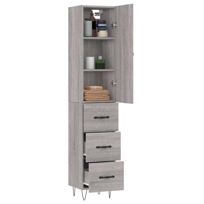 Dulap înalt, gri sonoma, 34,5x34x180 cm, lemn prelucrat WALTI