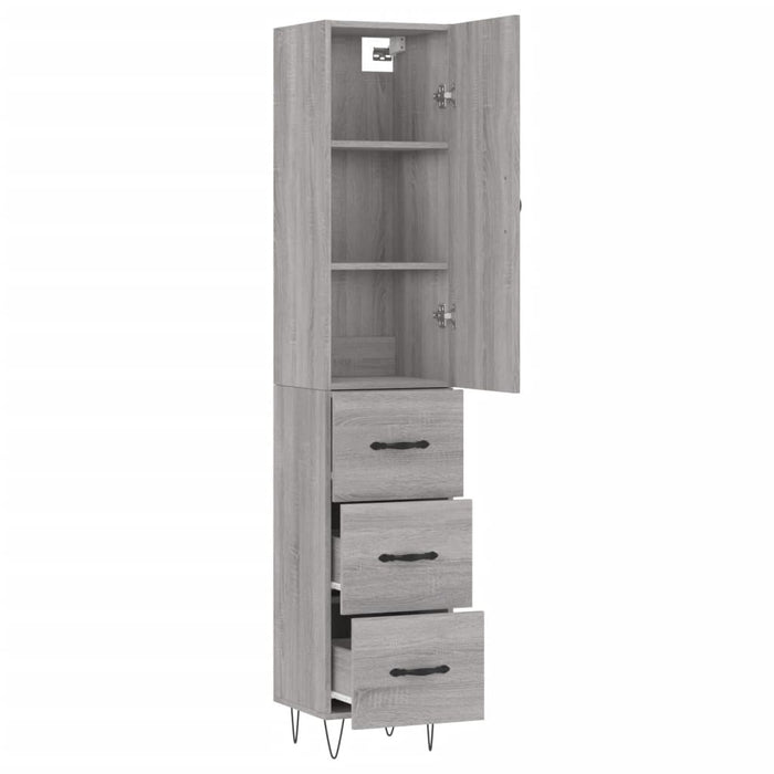 Dulap înalt, gri sonoma, 34,5x34x180 cm, lemn prelucrat WALTI
