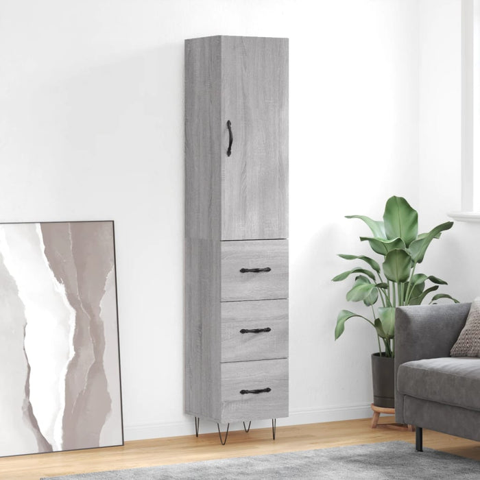 Dulap înalt, gri sonoma, 34,5x34x180 cm, lemn prelucrat WALTI
