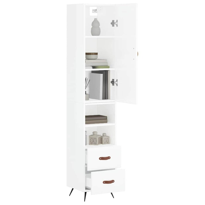 Dulap înalt, alb extralucios, 34,5x34x180 cm, lemn prelucrat WALTI