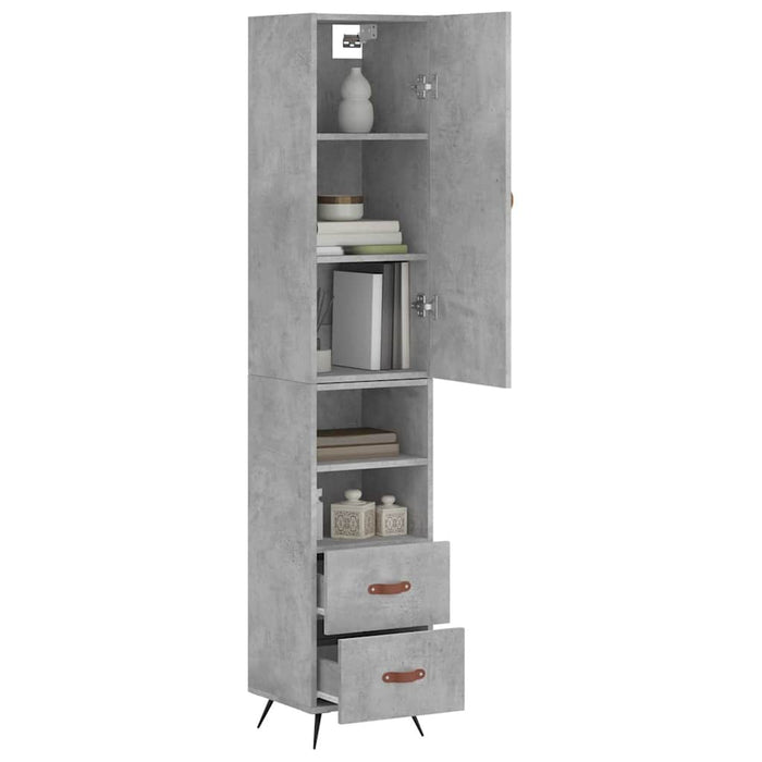 Dulap înalt, gri beton, 34,5x34x180 cm, lemn prelucrat WALTI