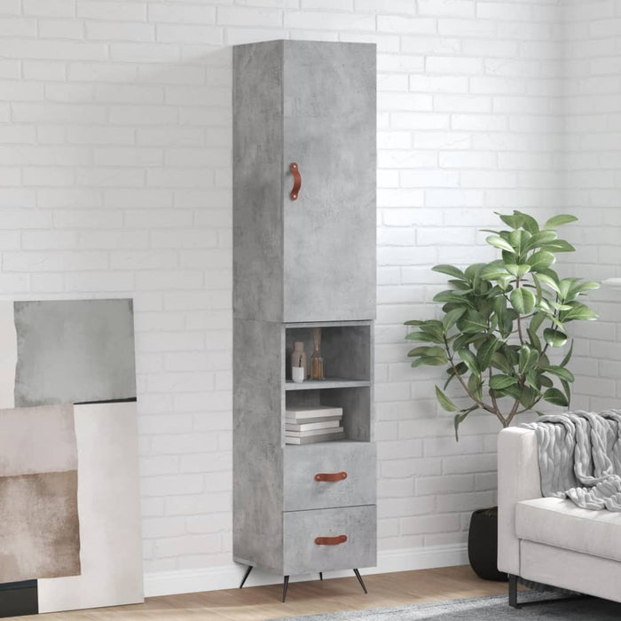 Dulap înalt, gri beton, 34,5x34x180 cm, lemn prelucrat WALTI