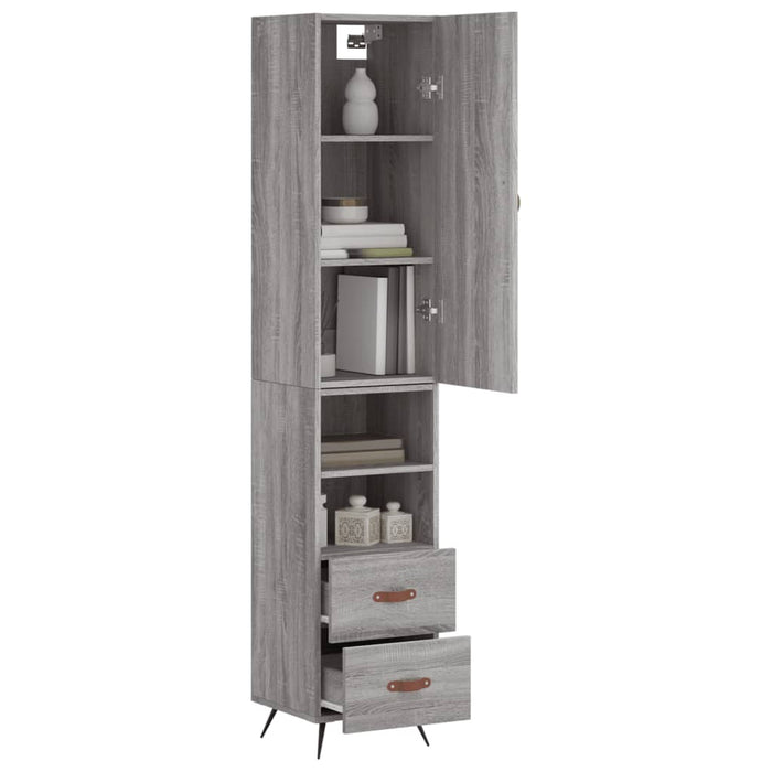 Dulap înalt, gri sonoma, 34,5x34x180 cm, lemn prelucrat WALTI
