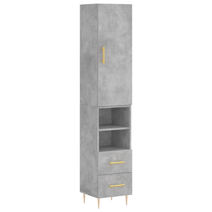 Dulap înalt, gri beton, 34,5x34x180 cm, lemn prelucrat - WALTI WALTI