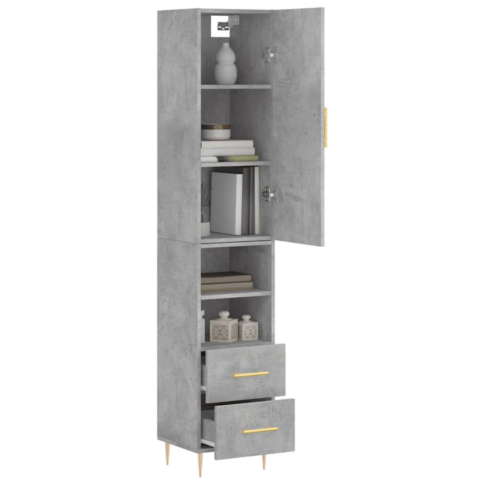 Dulap înalt, gri beton, 34,5x34x180 cm, lemn prelucrat - WALTI WALTI