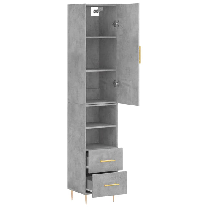 Dulap înalt, gri beton, 34,5x34x180 cm, lemn prelucrat - WALTI WALTI