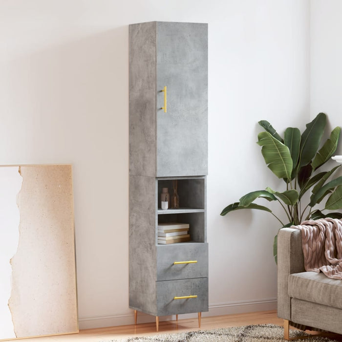 Dulap înalt, gri beton, 34,5x34x180 cm, lemn prelucrat - WALTI WALTI