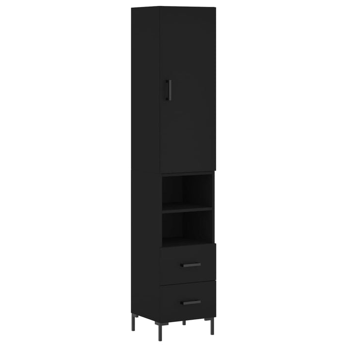 Dulap înalt, negru, 34,5x34x180 cm, lemn prelucrat WALTI