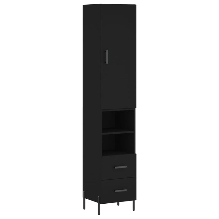 Dulap înalt, negru, 34,5x34x180 cm, lemn prelucrat WALTI