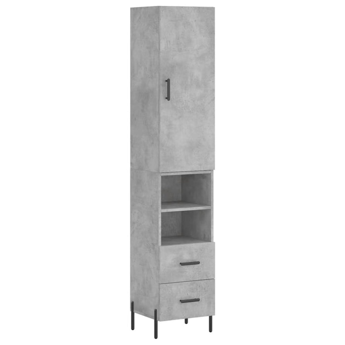 Dulap înalt, gri beton, 34,5x34x180 cm, lemn prelucrat WALTI