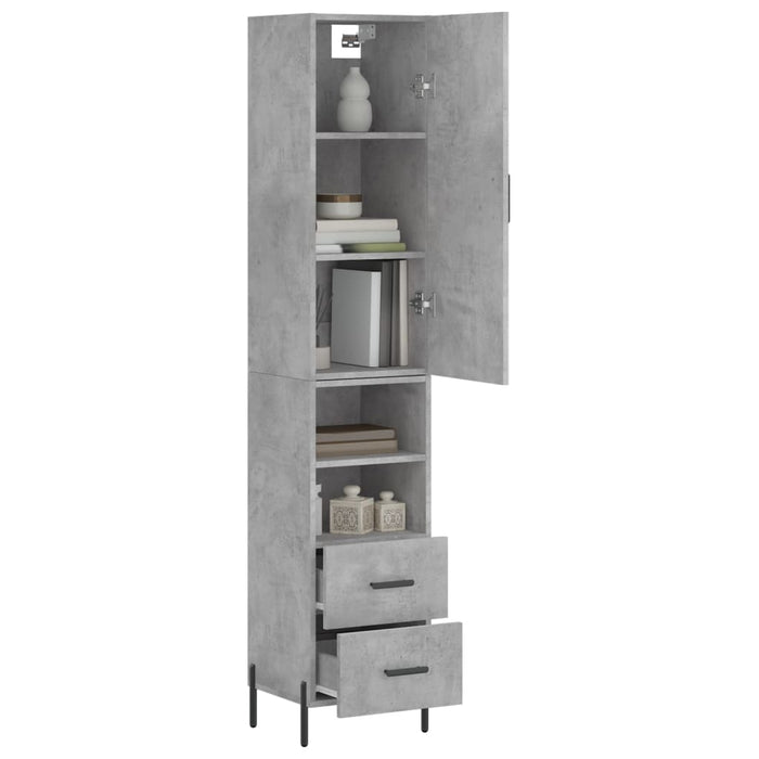 Dulap înalt, gri beton, 34,5x34x180 cm, lemn prelucrat WALTI
