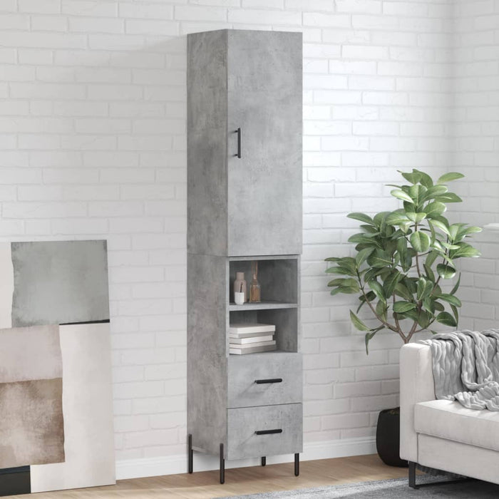 Dulap înalt, gri beton, 34,5x34x180 cm, lemn prelucrat WALTI