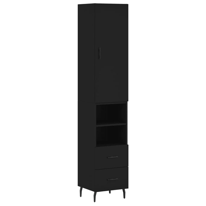 Dulap înalt, negru, 34,5x34x180 cm, lemn prelucrat WALTI