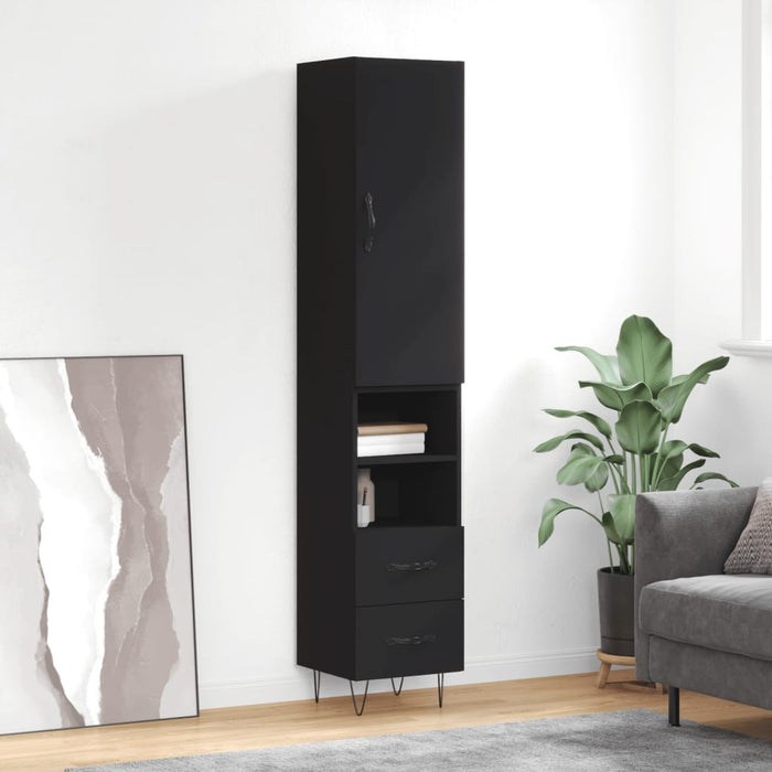 Dulap înalt, negru, 34,5x34x180 cm, lemn prelucrat WALTI