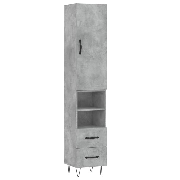 Dulap înalt, gri beton, 34,5x34x180 cm, lemn prelucrat - WALTI WALTI