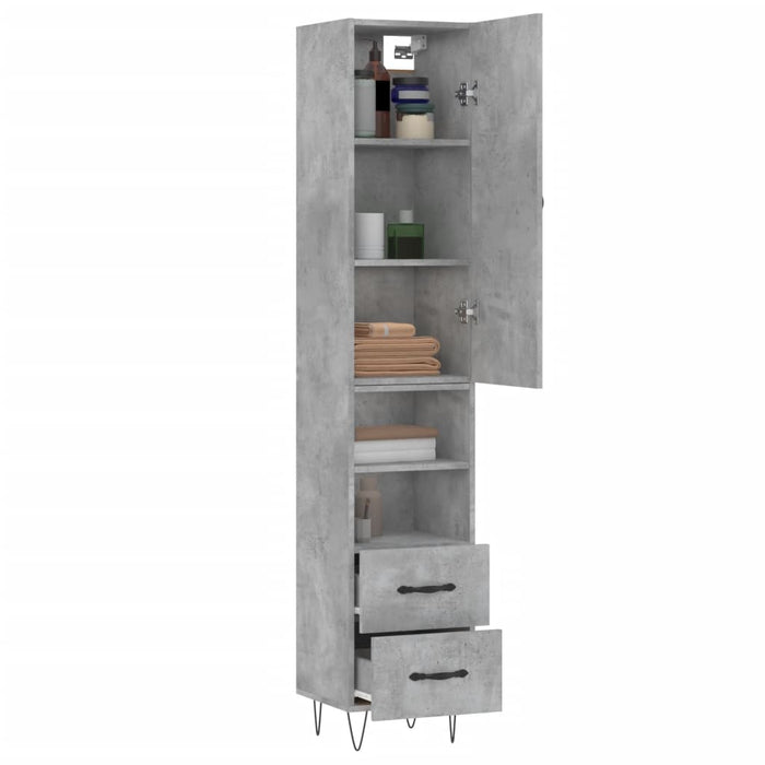 Dulap înalt, gri beton, 34,5x34x180 cm, lemn prelucrat - WALTI WALTI