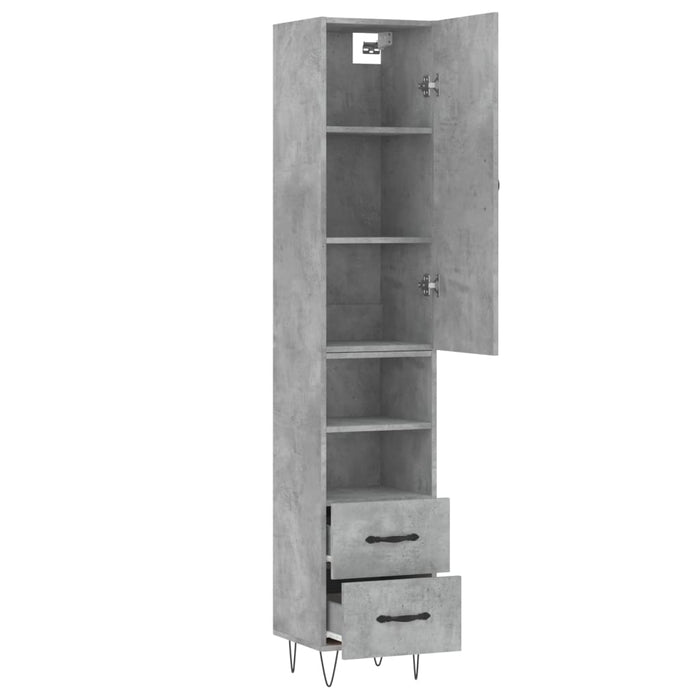 Dulap înalt, gri beton, 34,5x34x180 cm, lemn prelucrat - WALTI WALTI