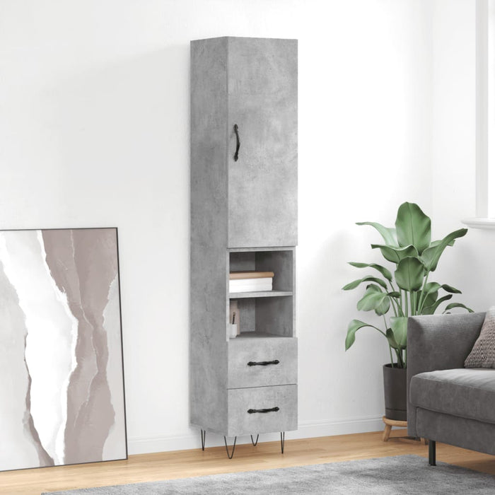 Dulap înalt, gri beton, 34,5x34x180 cm, lemn prelucrat - WALTI WALTI