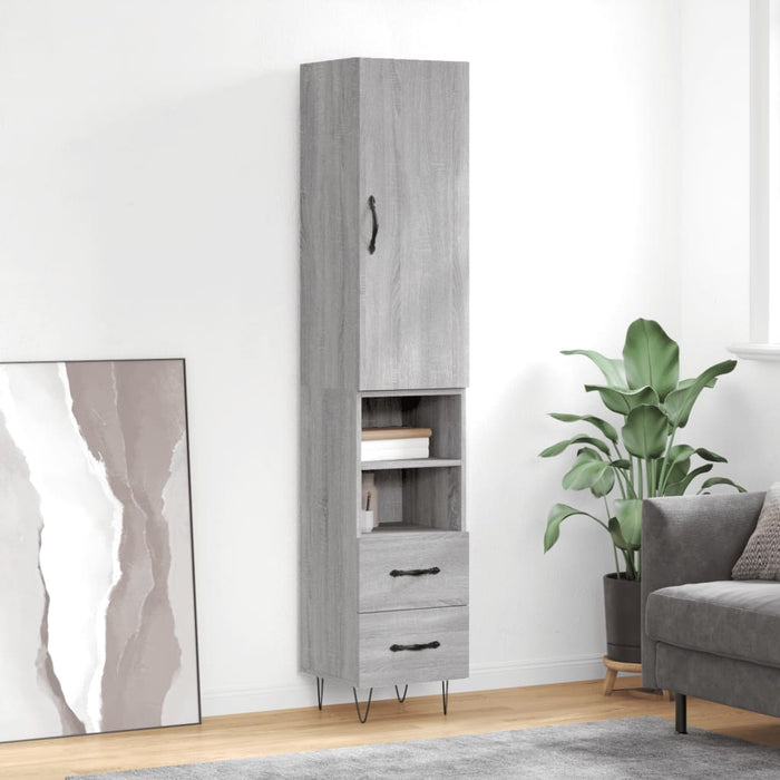 Dulap înalt, gri sonoma, 34,5x34x180 cm, lemn prelucrat - WALTI WALTI