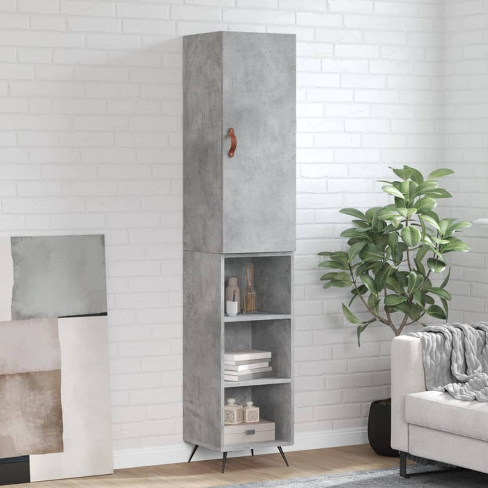 Dulap înalt, gri beton, 34,5x34x180 cm, lemn prelucrat WALTI