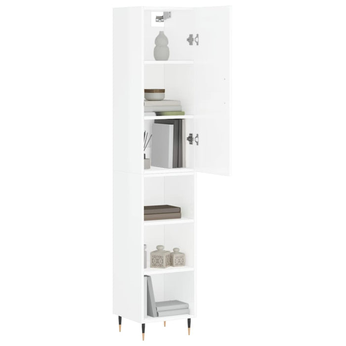 Dulap înalt, alb extralucios, 34,5x34x180 cm, lemn prelucrat WALTI