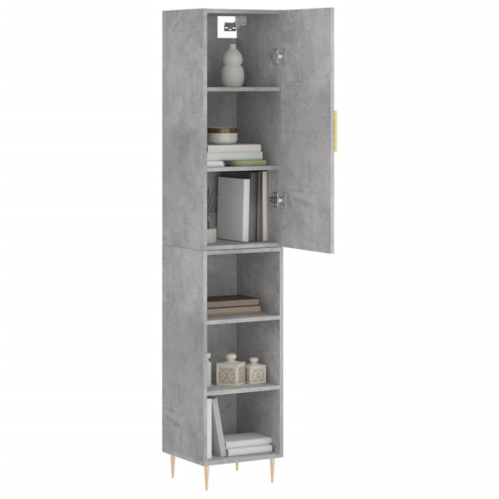 Dulap înalt, gri beton, 34,5x34x180 cm, lemn prelucrat WALTI
