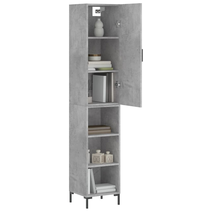 Dulap înalt, gri beton, 34,5x34x180 cm, lemn prelucrat - WALTI WALTI