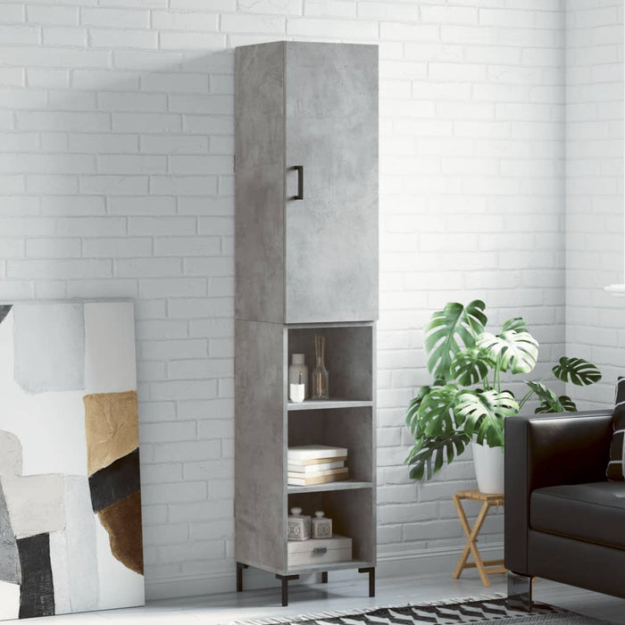 Dulap înalt, gri beton, 34,5x34x180 cm, lemn prelucrat - WALTI WALTI