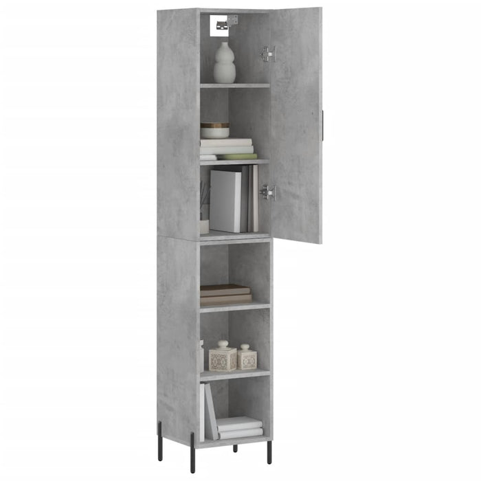 Dulap înalt, gri beton, 34,5x34x180 cm, lemn prelucrat WALTI