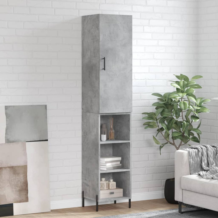 Dulap înalt, gri beton, 34,5x34x180 cm, lemn prelucrat WALTI