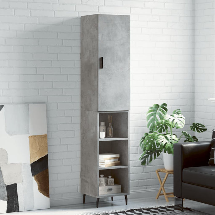 Dulap înalt, gri beton, 34,5x34x180 cm, lemn prelucrat - WALTI WALTI