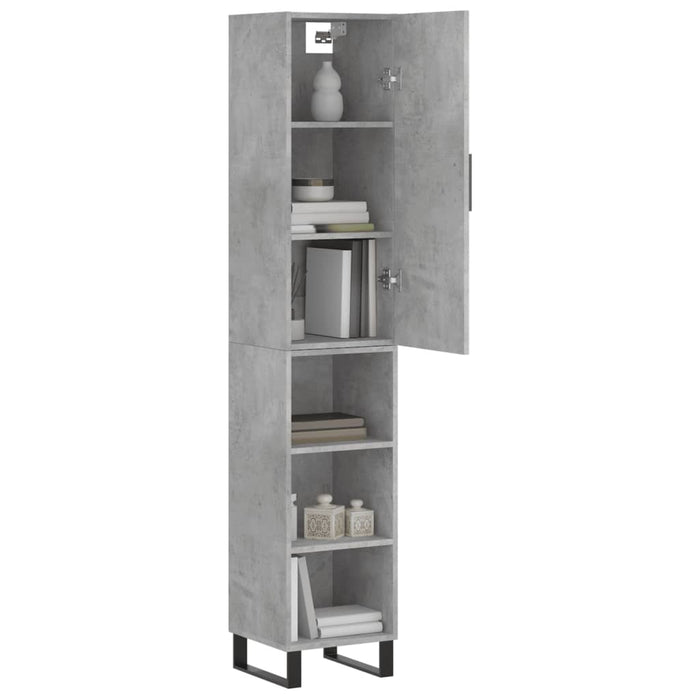 Dulap înalt, gri beton, 34,5x34x180 cm, lemn prelucrat - WALTI WALTI