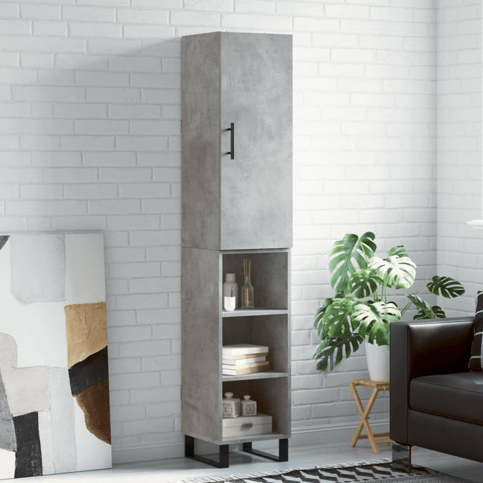 Dulap înalt, gri beton, 34,5x34x180 cm, lemn prelucrat - WALTI WALTI
