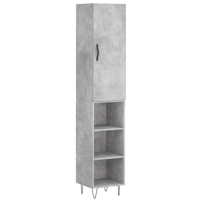 Dulap înalt, gri beton, 34,5x34x180 cm, lemn prelucrat WALTI