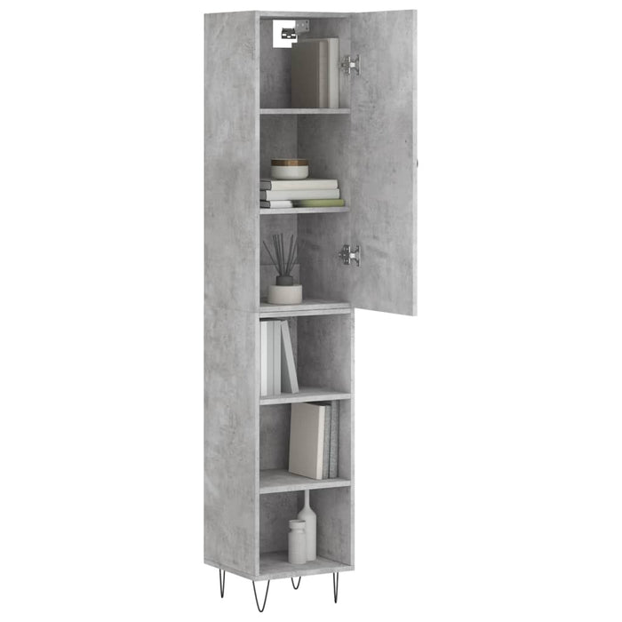 Dulap înalt, gri beton, 34,5x34x180 cm, lemn prelucrat WALTI
