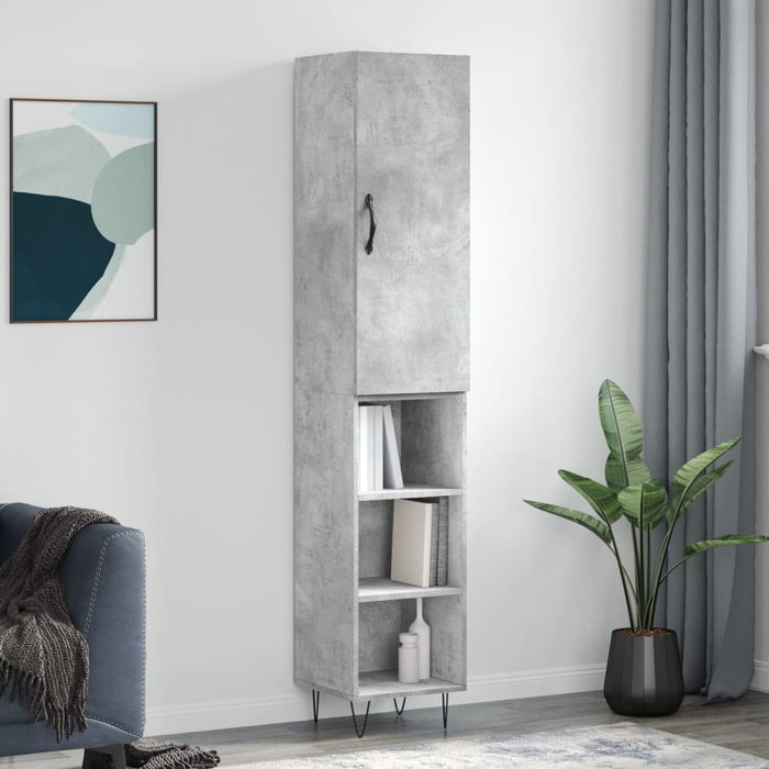 Dulap înalt, gri beton, 34,5x34x180 cm, lemn prelucrat WALTI