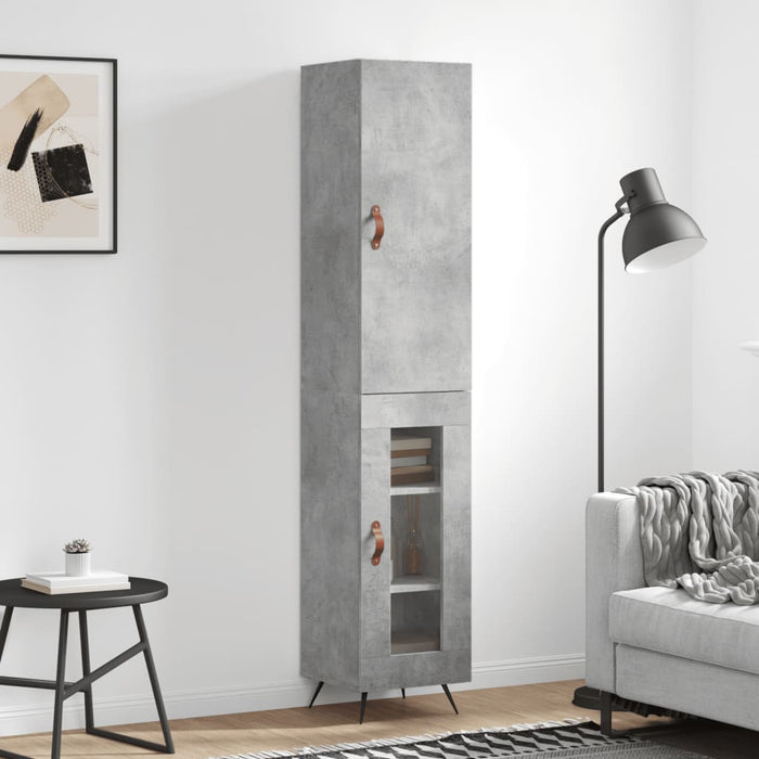 Dulap înalt, gri beton, 34,5x34x180 cm, lemn prelucrat - WALTI WALTI