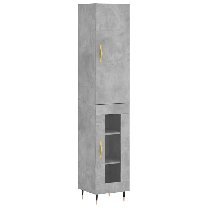 Dulap înalt, gri beton, 34,5x34x180 cm, lemn prelucrat WALTI