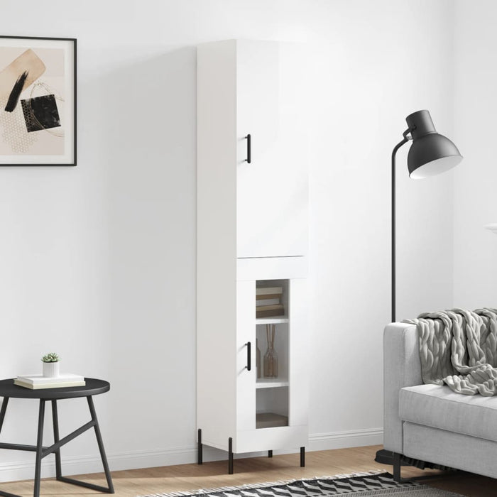 Dulap înalt, alb extralucios, 34,5x34x180 cm, lemn prelucrat WALTI