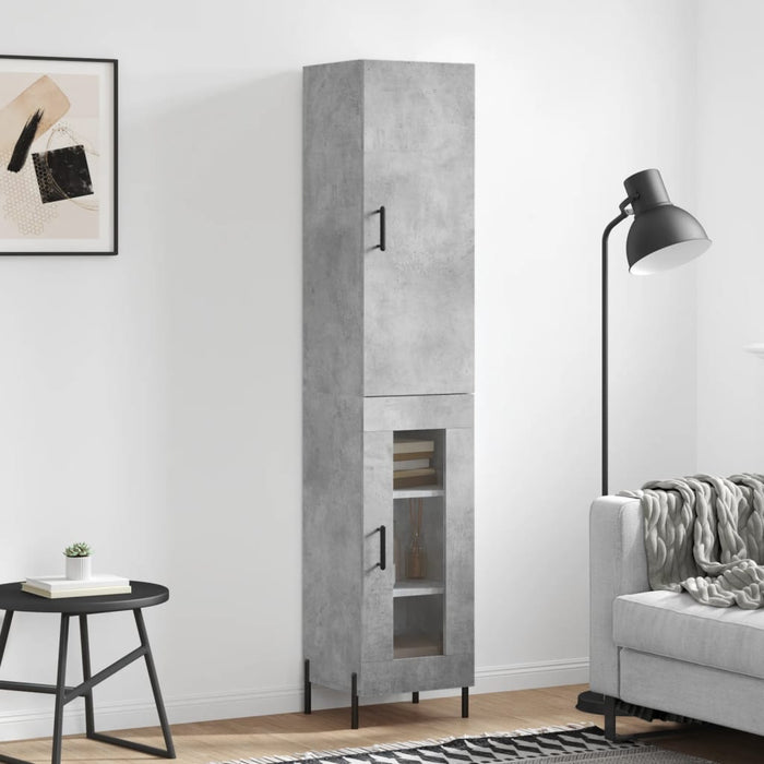 Dulap înalt, gri beton, 34,5x34x180 cm, lemn prelucrat - WALTI WALTI