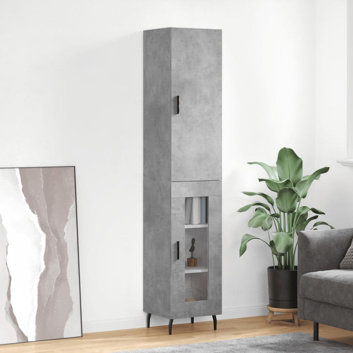 Dulap înalt, gri beton, 34,5x34x180 cm, lemn prelucrat - WALTI WALTI