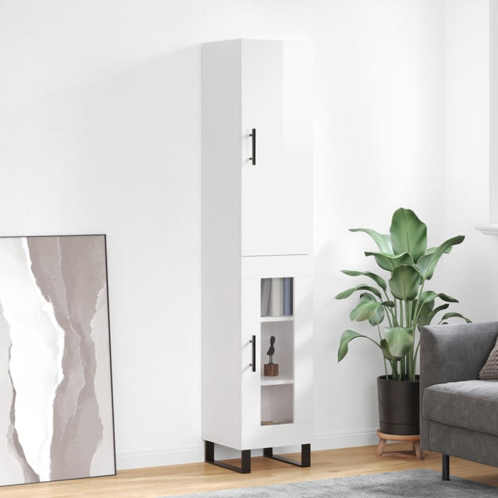 Dulap înalt, alb extralucios, 34,5x34x180 cm, lemn prelucrat WALTI