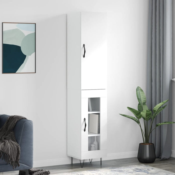 Dulap înalt, alb extralucios, 34,5x34x180 cm, lemn prelucrat WALTI
