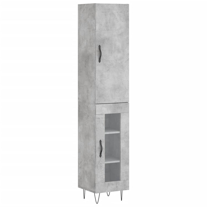 Dulap înalt, gri beton, 34,5x34x180 cm, lemn prelucrat - WALTI WALTI